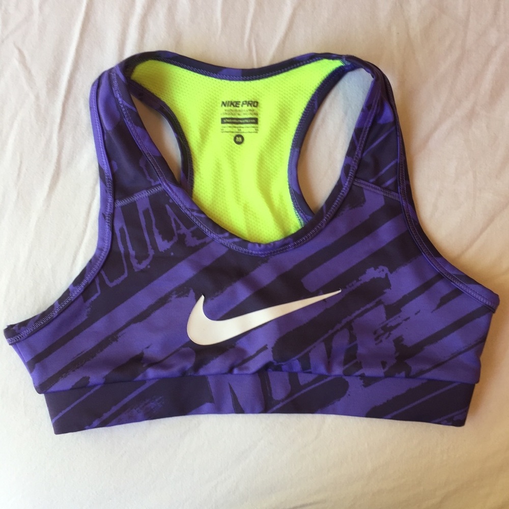 Girls Nike Pro Purple Patterned Sports Bra